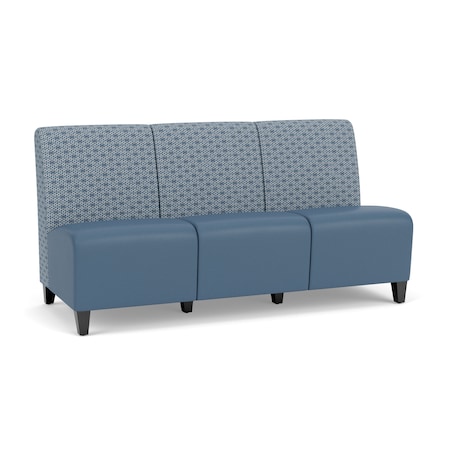 Lesro Siena Armless 3 Seat Tandem Seating No Center Arms, Black, RS RainSong Back, MD Titan Seat SN3102